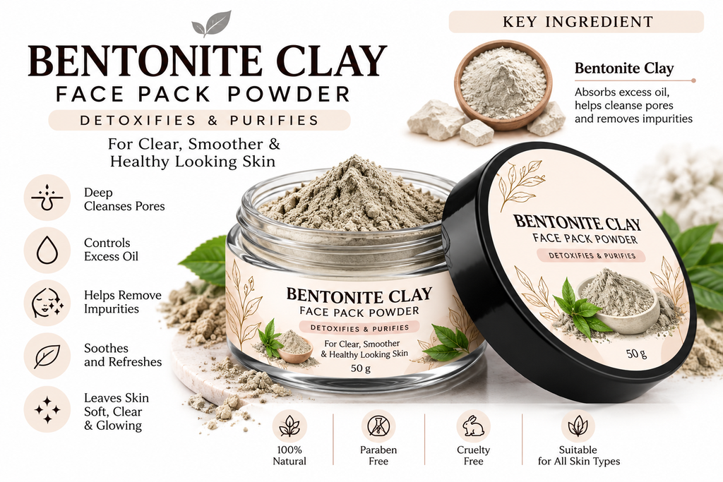 NAINAÉ Bentonite Clay Face Pack Powder – Deep Cleansing & Oil Control | 50 g