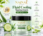 NAINAÉ Fluid Cooling Sunscreen SPF 50 PA++++ | Broad Spectrum UVA & UVB Protection | Agave & Cucumber | Lightweight, Non-Greasy & Hydrating | 50g