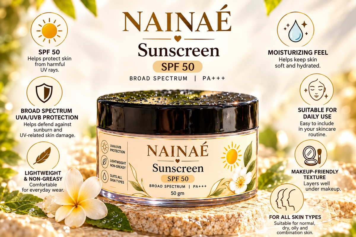 NAINAÉ Sunscreen SPF 50 – Broad Spectrum Daily Sun Protection