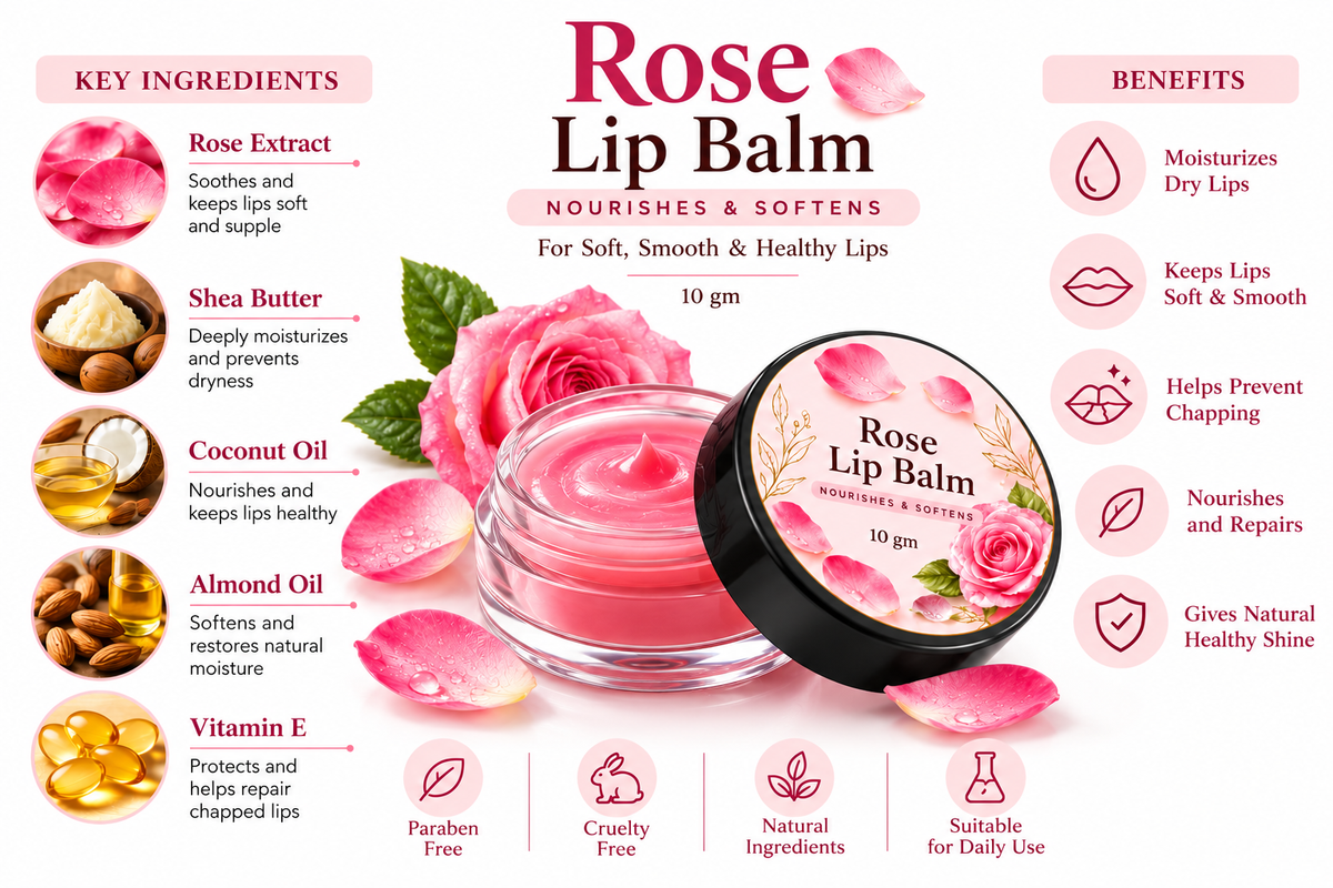 NAINAÉ Rose Lip Balm – Nourishing & Moisturizing Lip Care | 10 g